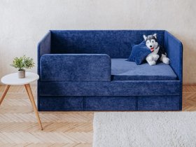 Диван-кровать Happy (синий) в Коченёво - kochenyovo.mebel-nsk.ru | фото