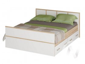 Двуспальная кровать 1,4м Сакура (дуб сонома/белый) в Коченёво - kochenyovo.mebel-nsk.ru | фото