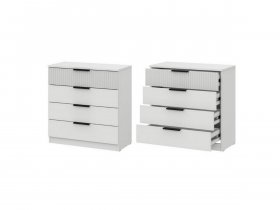 Комод 4 ящика (ЛДСП/МДФ) Эккервуд (белый) в Коченёво - kochenyovo.mebel-nsk.ru | фото