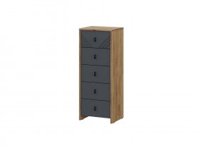 Комод 5ящ. Байкал (дуб крафт золотой/графит) в Коченёво - kochenyovo.mebel-nsk.ru | фото