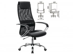 Кресло офисное BRABIX PREMIUM Stalker EX-608 CH, хром, ткань-сетка/кожзам, черное в Коченёво - kochenyovo.mebel-nsk.ru | фото