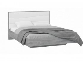 Кровать двуспальная 1,6 м «Миранда» Тип 1 (Дуб Гамильтон/Белый глянец) в Коченёво - kochenyovo.mebel-nsk.ru | фото