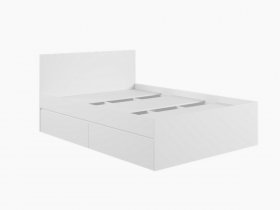 Кровать двуспальная с ящиками 1,4м Мадера-М1400 (белый) в Коченёво - kochenyovo.mebel-nsk.ru | фото