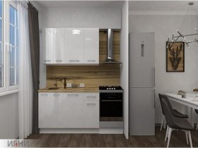 Кухонный гарнитур МДФ Выгодно и точка 1,5 м (белый глянец) в Коченёво - kochenyovo.mebel-nsk.ru | фото