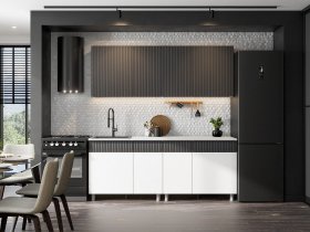 Кухонный гарнитур София (2,0м) (бланж/графит матовый) в Коченёво - kochenyovo.mebel-nsk.ru | фото