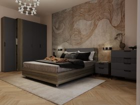 Модульная спальня Борнео (джара темная/хангва) в Коченёво - kochenyovo.mebel-nsk.ru | фото