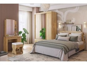 Модульная спальня Виктория-1 (дуб крафт золотой) в Коченёво - kochenyovo.mebel-nsk.ru | фото