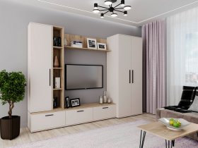 Модульная стенка Верона (сатин/дуб крафт серый) в Коченёво - kochenyovo.mebel-nsk.ru | фото