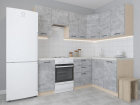 Модульная угловая кухня 1,4м*2,1м Лада (цемент) в Коченёво - kochenyovo.mebel-nsk.ru | фото