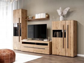 Модульная стенка Ницца (дуб вотан) в Коченёво - kochenyovo.mebel-nsk.ru | фото