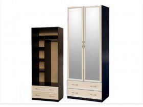 Шкаф двухстворчатый с ящиками с 2-мя зеркалами  (профиль МДФ) в Коченёво - kochenyovo.mebel-nsk.ru | фото