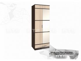 Шкаф двухстворчатый с зеркалом платяной-бельевой Сакура (BTS) в Коченёво - kochenyovo.mebel-nsk.ru | фото