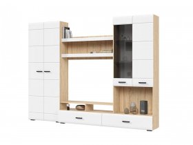 Стенка ГС-01 Либерти (дуб сонома/белый глянец) в Коченёво - kochenyovo.mebel-nsk.ru | фото