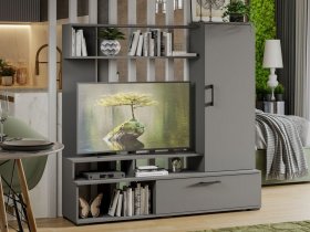 Стенка «Сиена» (графит серый) в Коченёво - kochenyovo.mebel-nsk.ru | фото