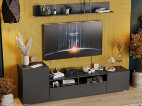 Стенка «Сильвия» (графит серый) в Коченёво - kochenyovo.mebel-nsk.ru | фото