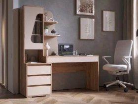 Стол компьютерный Пифагор (дуб вотан/кашемир) в Коченёво - kochenyovo.mebel-nsk.ru | фото