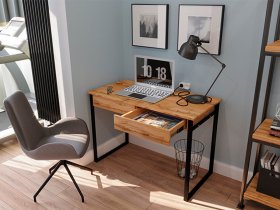Стол письменный Ст043.0 (дуб вотан/черный муар) в Коченёво - kochenyovo.mebel-nsk.ru | фото