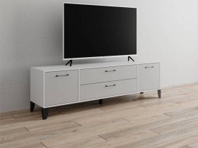 Тумба под ТВ Парус-13 (белый/серый камень) в Коченёво - kochenyovo.mebel-nsk.ru | фото