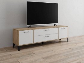 Тумба под ТВ Парус-13 (дуб крафт серый/белый) в Коченёво - kochenyovo.mebel-nsk.ru | фото