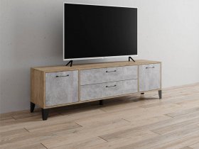 Тумба под ТВ Парус-13 (дуб крафт серый/цемент) в Коченёво - kochenyovo.mebel-nsk.ru | фото