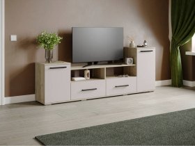 Тумба под ТВ Парус-2 (дуб крафт серый/кашемир) в Коченёво - kochenyovo.mebel-nsk.ru | фото