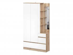 Вешалка с зеркалом Брауни (дуб делано/белый) в Коченёво - kochenyovo.mebel-nsk.ru | фото